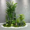 Combinação de Paisagismo com Plantas Artificiais Internas para Vitrines de Shopping Centers, Plantas Verdes Falsas, Paisagem Decorativa Suave, Palmeira Areca, Palmeira Viajante, Bonsai Tropical