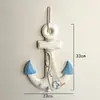 Promoción de fábrica 33cm estilo mediterráneo ancla ancla termómetro gancho decorativo colgante de artesanía de madera