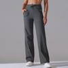 Calça de Cintura Alta com Cordão de Cintura Larga, Calça de Sensação Nua Solta, Bolso Duplo Lateral, Calça de Fitness Yoga Versátil, Sorteio Esportivo de Influenciador Digital Transfronteiriço