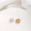 Cuentas espaciadoras de copo de nieve con agujero pasante, incrustadas con circonita, chapadas en oro de 14k que conserva el color, cristal, pulsera de perlas hecha a mano para DIY, accesorios de joyería para abalorios
