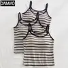 Nova Camisola de Estilo Coreano para Mulheres, Sutiã Sem Fio com Bojos Integrados, Pode Ser Usado como Camada Externa, Design Listrado com Costas Bonitas