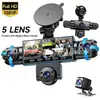Cámara de Tablero de Cinco Lentes HD 1080P Monitoreo Panorámico Dentro y Fuera del Coche Rotación de 360 Grados Visión Nocturna Grabación de Estacionamiento