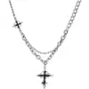 Colar Estrela de Zircônia Preta para Mulheres, Design de Nicho Tendência de Alto Padrão, Corrente Versátil Cruzada Doce-Cool para Homens