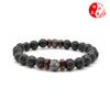 Pulsera explosiva transfronteriza directa de fábrica piedra flash natural piedra volcánica pulsera de piedra de hierro negro joyería al por mayor