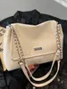 Bolsa Tote Casual de Couro Sintético de Alta Qualidade Estilo Coreano, Textura Macia e Lisa, Nova Coleção Primavera 2026, Bolsa de Ombro com Corrente Nicho para Mulheres
