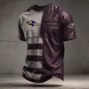 Site Independente Nfl Camiseta Masculina de Manga Curta Nova Série Estampa Digital 3D Gola Redonda Time de Futebol Fábrica de Origem