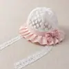 Chapéu de Bebê Verão Malha Fina Respirável Chapéu de Pescador para Meninas Laço de Princesa Proteção Solar Chapéu Bucket Primavera