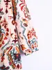 Vestido feminino novo de outono estilo europeu e americano com mangas compridas, estampa de posicionamento 2756