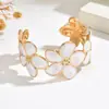 Nuevo brazalete abierto floral con goteo de aceite transfronterizo para mujer, dulce, simple y de alta gama, joyería de nicho de lujo ligero europea y americana