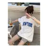 [En Stock] Camiseta de Manga Corta con Estampado de Letras VC para Mujer, Nuevo Diseño de Verano, Top Único Holgado para Mujer