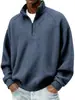Amazon 2026 Nuevo Transfronterizo Retro Americano Otoño-Invierno Cremallera Cuadros Pequeños Casual Cuello Alto Manga Larga Sudadera para Hombre