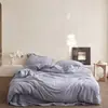 Conjunto de Quatro Peças Simples de Algodão e Linho Estilo Wabi-Sabi Japonês Classe A Capa de Edredom 100% Algodão Lençóis de Cama Roupa de Cama para B&B Lençóis de Cama e Lençóis de Elástico
