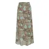 Falda Larga de Verano Nueva Moda Estilo Resort Francés Floral Ajustada al Cuerpo Falda Cola de Pescado Cintura Alta Delgado para Mujer