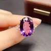 Anillo de Amatista Natural Transfronterizo Accesorios para Mujer Nicho de Gama Alta Joyería de Plata 925 13*18 Ventas Directas de Fábrica de Joyería