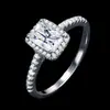 Anillo Cuadrado de Plata de Ley 925 para Mujer de 2 Quilates con Piedra Moissanita de Corte Rectangular Irregular de Cuatro Garras, Estilo Europeo y Americano, Transfronterizo