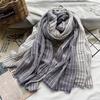 Otoño e invierno nuevo a rayas simple viento bufanda chal algodón y lino bufanda para mujer alto sentido bufanda para hombre al por mayor