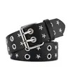 Cinturón Ancho para Hombres y Mujeres, Tachonado de Estrella Hip-Hop, Cinturón Punk de Doble Agujero para Chica Caliente, Cinturón Decorativo de Remaches Estilo Americano para Jeans