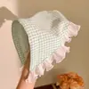 Diadema Perezosa de Encaje Triángulo Toalla para Mujer Cuadros Azul Francés Baotou Estilo Pastoral Diadema para el Cabello Alto Valor de Color Atmósfera