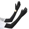 Guantes de Seda de Hielo de Verano Largos con Protección Solar para Ciclismo al Aire Libre, Patinete Eléctrico, Pantalla Táctil, Sin Dedos, Transpirables, Refrigerantes, Guantes Mangas de Protección Solar