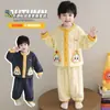 Conjunto de pijama flanelado infantil outono e inverno, desenho animado, espessado, para ficar em casa, conjunto de fleece de coral para bebê menina, quente