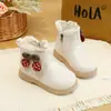 Botas para Niña Otoño Invierno Nuevas Estilo Lindo Infantil Decoración de Cerezas Botines Niños Medianos Elegantes Princesa Botas de Piel