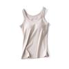 Chaleco de una pieza de primavera y verano con sujetador con almohadilla para el pecho, camisa de base larga elástica de hilo de algodón, chaleco interior para mujer