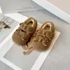 Estilo Coreano Plush Macio Grudante Roupa Exterior Infantil Sapatos de Pelo Menina Laço Mais Veludo Mary Jane Princesa Sapatos Individuais