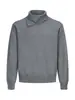 Suéter asimétrico para hombre con cuello de doble capa, gris, engrosado, estilo jersey, tejido de cuello alto, nueva colección otoño/invierno