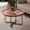 Mesa de centro geométrica criativa de escritório Amazon cuidadosamente selecionada, pequena mesa de café redonda decorativa para sala de estar, prática, de ferro e madeira