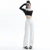 Jeans Outono e Inverno Feminino Pequeno Branco Estreito Perna Larga Primavera e Outono 2024 Novo Solto Tubo Reto Cintura Alta
