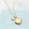 Colgante de perla de concha Pulsera de perla de nácar blanco Oro arena de Vietnam Collar de clavícula en forma de O joyería para mujer para novia