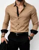 Camisa de Hombre de Manga Larga Elástica sin Planchar para Negocios Transfronterizos Amazon