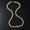 Hip-Hop Europeo y Americano para Hombre Explosivo Hip-Hop Collar de Aleación con Diamantes de 1 Fila Strass Cadena Sencilla de Diamantes Hebilla de Hielo Cadena de Tenis Rey