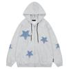 Suéter com Capuz Estilo Americano Retro Estrela Adesivo Masculino YPRS Outono Solto Casual Cardigan Jaqueta Casal