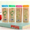 Palillo de dientes Caja de palillos para llevar en casa Palillo de dientes de bambú desechable con forma de encendedor Portátil Portadientes de doble punta