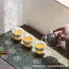 Brocado de Artesanía Premium Cuero Flor de Bola Esterilla para Té Seco Mesa de Té Estilo Chino Runner de Mesa para Sala de Estar de Lujo Ligero Esterilla para Té Ceremonia del Té