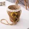 Bolsa Tejida de Paja Yipan para Niños Moda de Verano Bolso Cubo para Niña Bolsa de Playa con Cordón Bolso Cruzado Venta al por Mayor