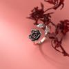 Nalan plata s925 para mujer anillo rosa vintage de plata tailandesa personalidad moda cool anillo de dedo índice de hoja negra J8324
