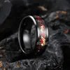 Comercio Electrónico Transfronterizo Incrustado con Foil Rojo Incrustado con Borde Biselado, Superficie Amplia 8mm Negro Unisex Acero de Tungsteno Envío Directo