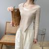 Suéter Tejido de Estilo Japonés Jiazhi, Falso Dos Piezas, para Mujer, Nuevo para Primavera y Otoño, Manga Larga B7191