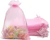 Bolsas de Organza de Color Puro con Cordón al por Mayor en Stock para Recuerdos de Boda, Cosméticos, Regalos, Bolsas de Malla para Empaquetar Joyería