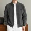 Cardigan Masculino de Lã com Gola Alta Estilo Old Money 2026 Outono Inverno Novo Casaco de Malha Quente Casual Masculino