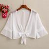 Chal corto de verano con falda y falda deslizante, cárdigan exterior, chal pequeño, nudo para mujer, chal pequeño de estilo occidental que combina con todo.