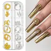 Nueva Joyería Caliente para Uñas ins Cadena Pequeña 12 Cajas Acero Dorado y Plateado Bola de Acero Pegatina Decorativa para Uñas DIY Cadena Metálica