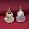 Colgante Thangka con Forma de Calabaza con Incrustaciones de Oro Pintadas a Mano y Diamantes, Amuleto de Buda Estilo Chino, Zaki Lhamo Tara Verde, Joyería Portátil con Imagen Intercambiable
