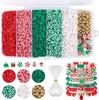 Caliente Transfronterizo Navidad 6 rejillas Arcilla Polimérica Bricolaje traje Cuentas de Alfabeto Cuentas de Arroz Cuentas Separadas de Diamantes Elástico Set Caja de Material