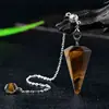 Péndulo Colgante de Cristal Natural Péndulo de Frecuencia Ajustable Colgante Hexagonal de Amatista Cruda Collar Joyería para Yoga