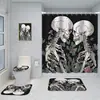 Cortina de ducha con estampado digital 3D, diseño de calavera de terror de Halloween, cortina divisoria de baño, juego de cinco piezas