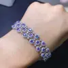 2024 Novo Outono Pulseira de Prata S925 Banhada a Platina com Tanzanita Natural Pedra Principal 3x4mm Venda Direta de Fábrica