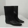 Nuevas botas de montar de estilo coreano para otoño e invierno, a la moda, sencillas, con punta cuadrada, versátiles y elegantes de tacón bajo para mujer; botines para mujer
